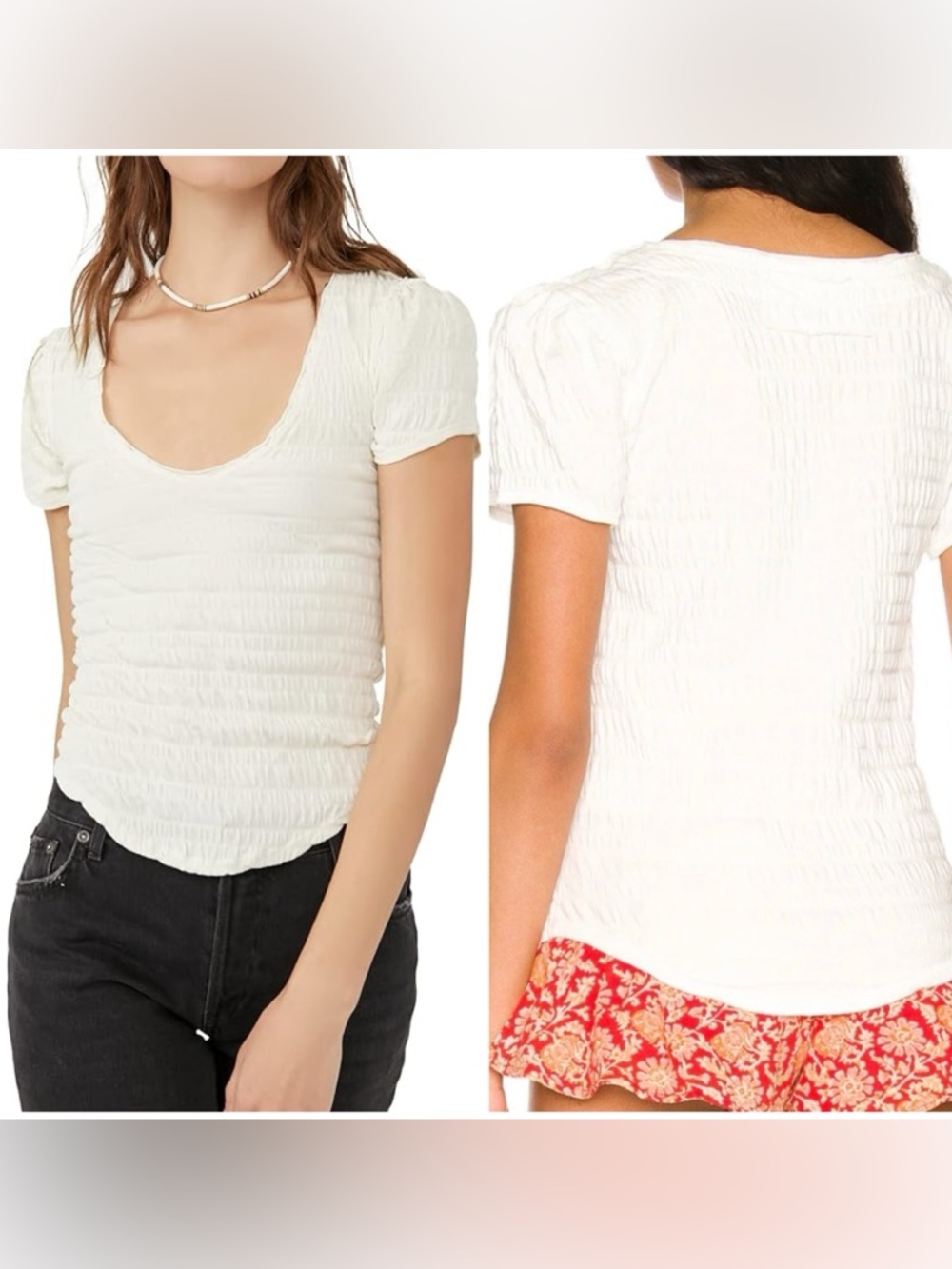 We the Free Scrunch White Tee - SZ M